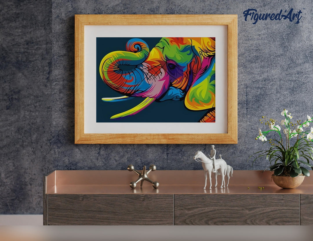 Malen nach Zahlen 40x50cm ohne Keilrahmen Figured’Art Elefant Pop Art