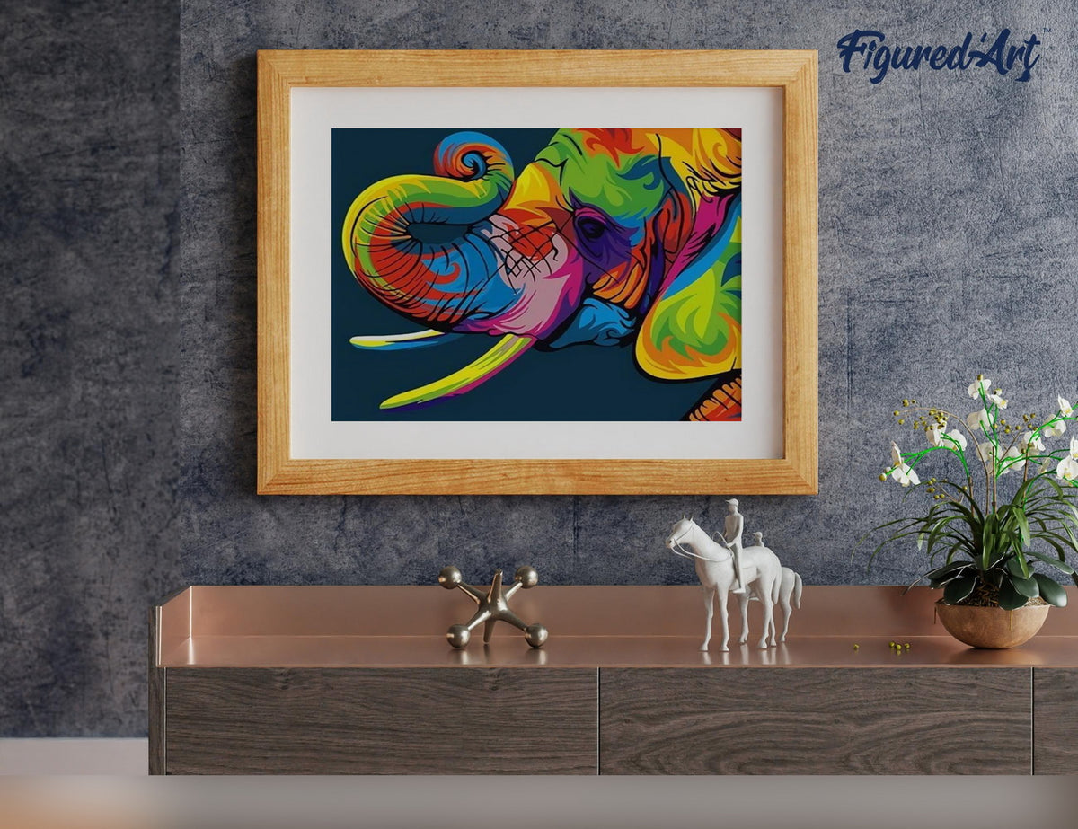 Malen nach Zahlen 40x50cm ohne Keilrahmen Figured’Art Elefant Pop Art - Kidis Art