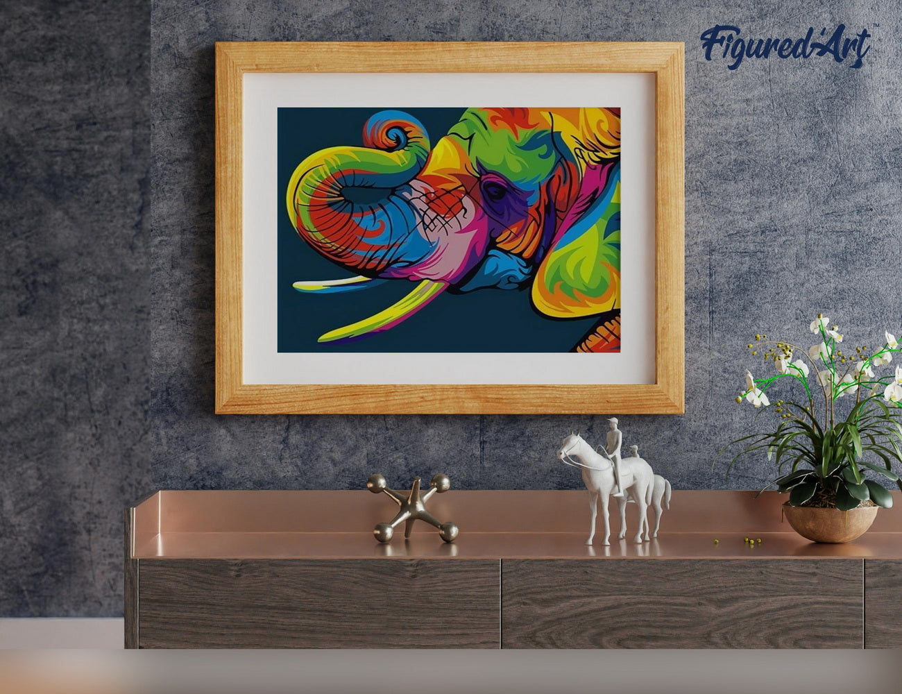 Malen nach Zahlen 40x50cm ohne Keilrahmen Figured’Art Elefant Pop Art - Kidis Art