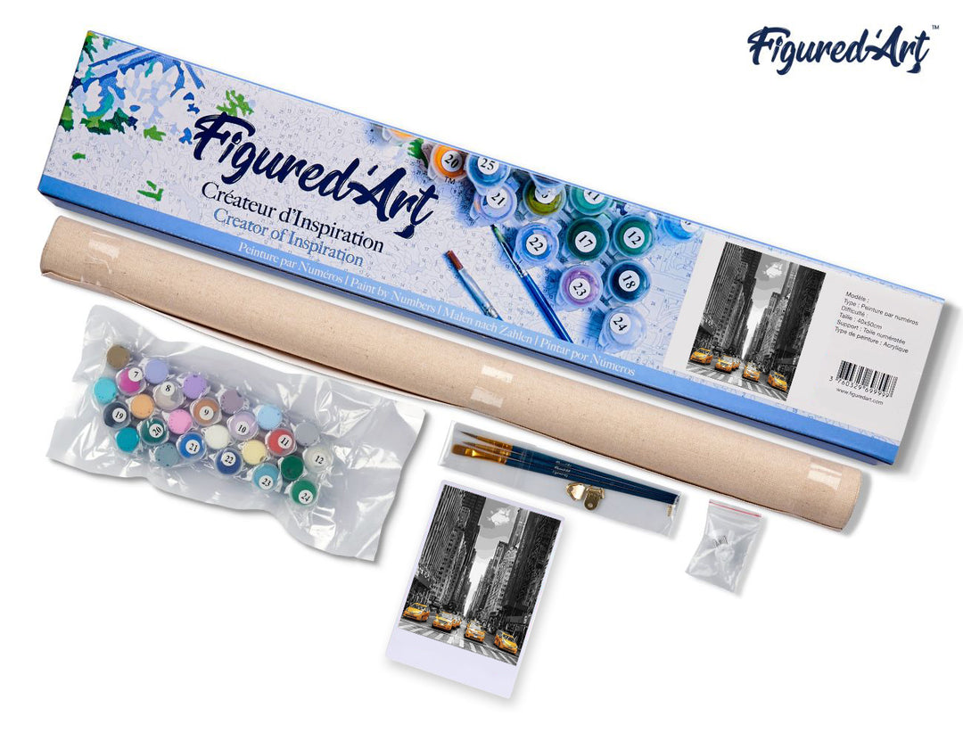 Malen nach Zahlen 40x50cm ohne Keilrahmen Figured’Art Taxis in New York