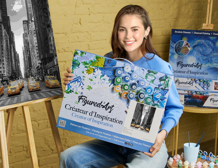 Malen nach Zahlen 40x50cm auf Keilrahmen gespannt Figured’Art Taxis in New York - Kidis Art