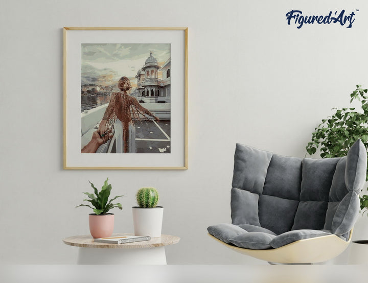 Malen nach Zahlen 40x50cm ohne Keilrahmen Figured’Art Romantischer Spaziergang