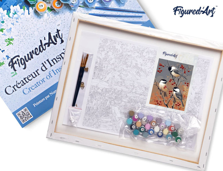 Figured’Art Malen Nach Zahlen Komplettset 40x50 cm Leinwand Auf Keilrahmen Vögel Und Obstbaum - Kidis Art