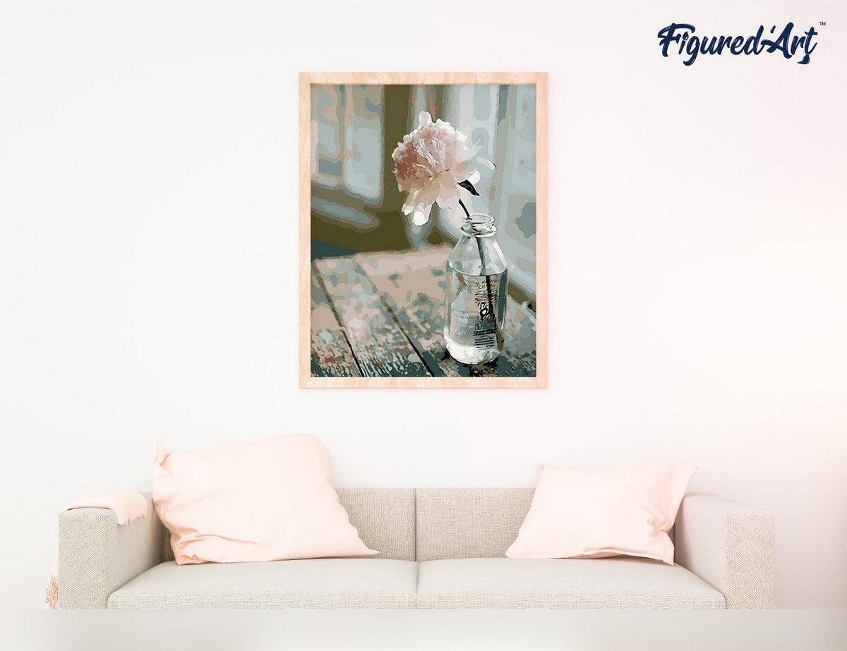 Malen nach Zahlen 40x50cm ohne Keilrahmen Figured’Art Weisse Blume - Kidis Art