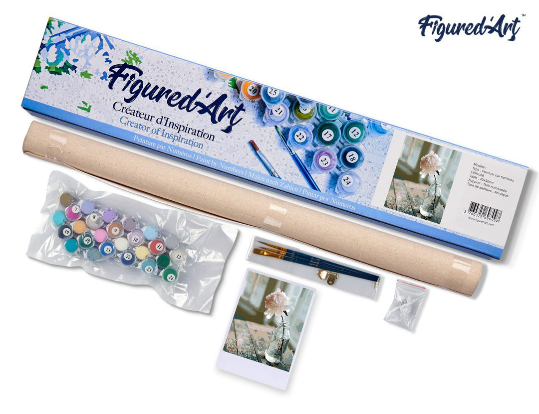 Malen nach Zahlen 40x50cm ohne Keilrahmen Figured’Art Weisse Blume