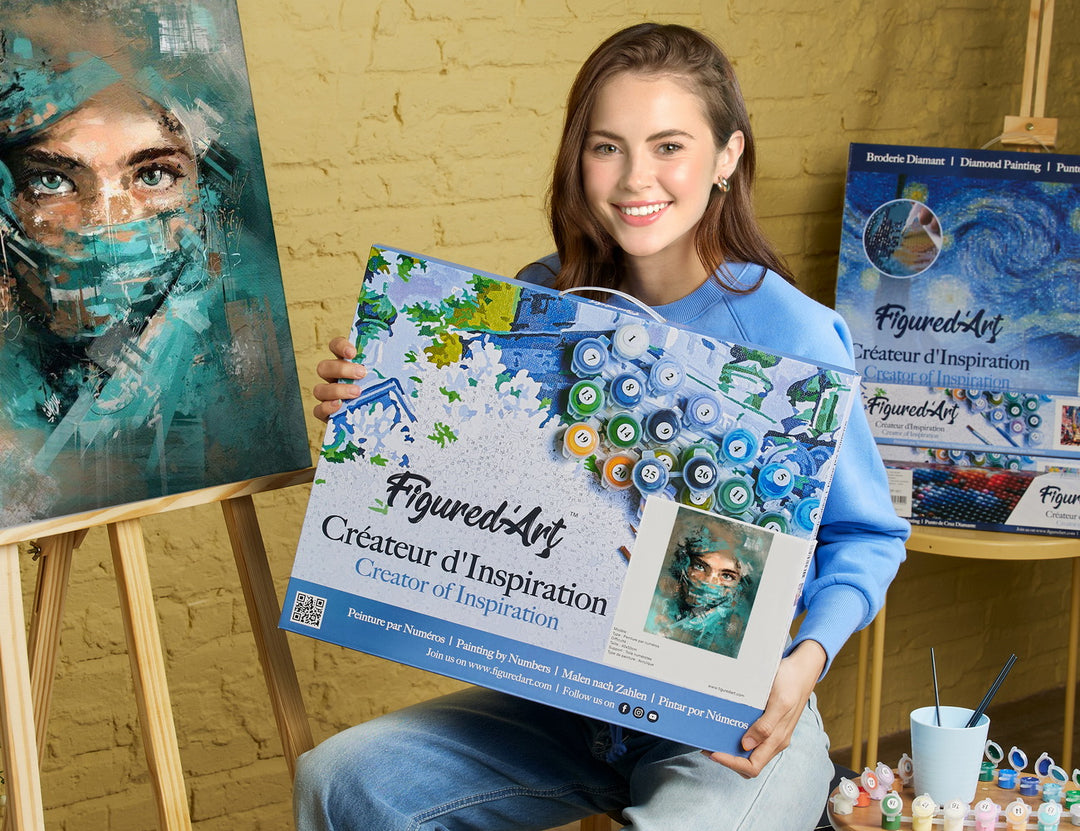 Malen nach Zahlen 40x50cm auf Keilrahmen gespannt Figured’Art Fesselnder Blick