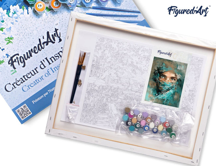 Malen nach Zahlen 40x50cm auf Keilrahmen gespannt Figured’Art Fesselnder Blick