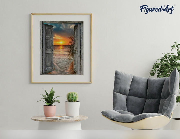 Malen nach Zahlen 40x50cm ohne Keilrahmen Figured’Art Tor zum Meer