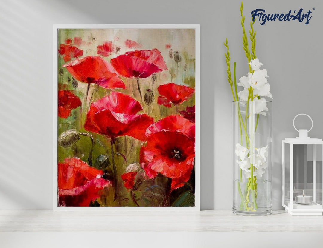 Malen nach Zahlen 40x50cm ohne Keilrahmen Figured’Art Mohnfeld