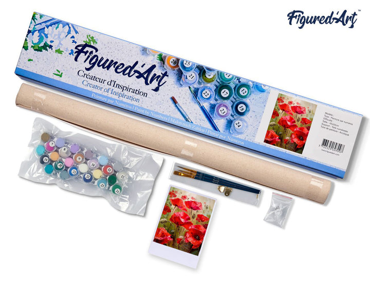 Malen nach Zahlen 40x50cm ohne Keilrahmen Figured’Art Mohnfeld