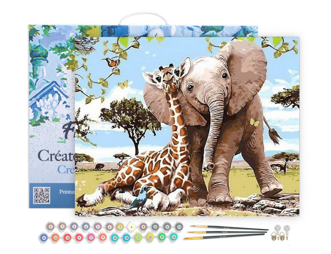 Figured’Art Malen Nach Zahlen 40x50cm Elefant und Giraffe - Kidis Art