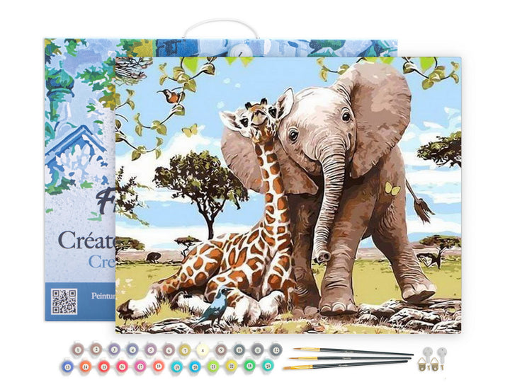 Figured’Art Malen Nach Zahlen 40x50cm Elefant und Giraffe - Kidis Art