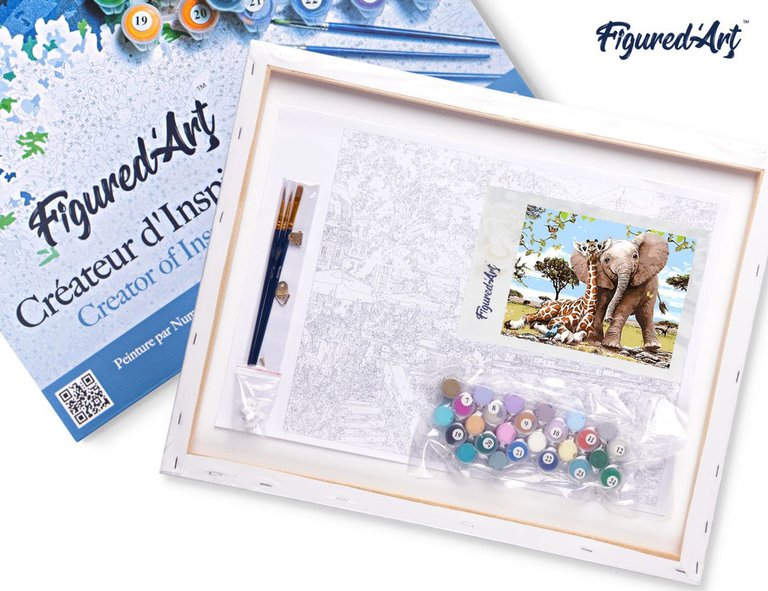 Figured’Art Malen Nach Zahlen 40x50cm Elefant und Giraffe - Kidis Art