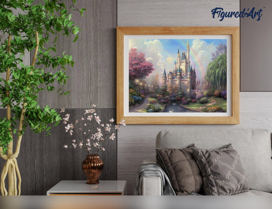 Malen nach Zahlen 40x50cm ohne Keilrahmen Figured’Art Schloss und Regenbogen