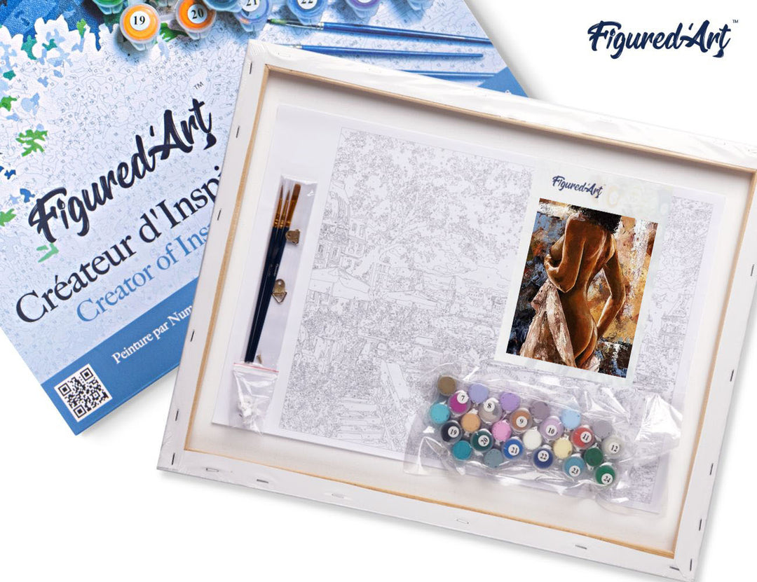 Malen nach Zahlen 40x50cm auf Keilrahmen gespannt Figured’Art Hüllenlose Kurven