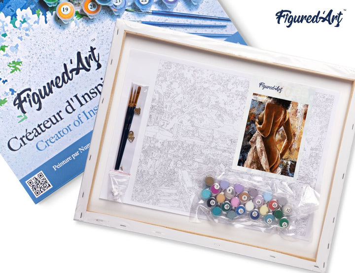 Malen nach Zahlen 40x50cm auf Keilrahmen gespannt Figured’Art Hüllenlose Kurven