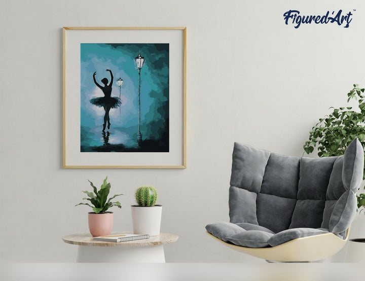 Malen nach Zahlen 40x50cm ohne Keilrahmen Figured’Art Ballett unter Strassenleuchten