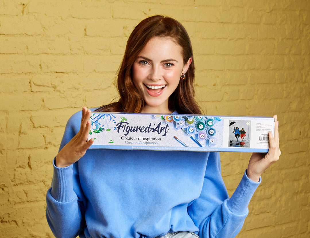 Malen nach Zahlen 40x50cm ohne Keilrahmen Figured’Art Spaziergang im Regen