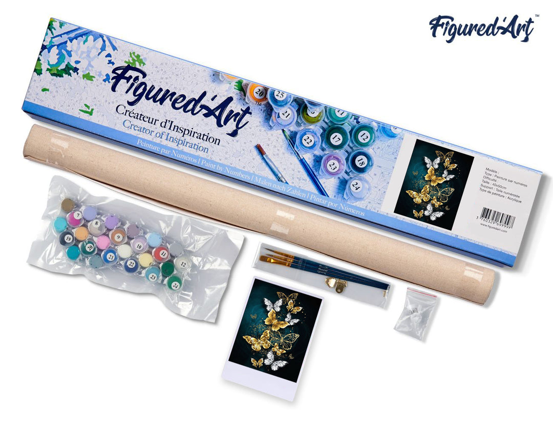 Malen nach Zahlen 40x50cm ohne Keilrahmen Figured’Art Magische Schmetterlinge 3