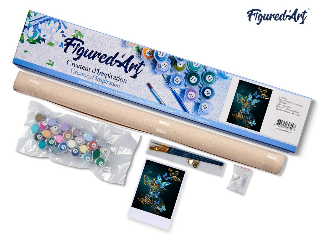 Malen nach Zahlen 40x50cm ohne Keilrahmen Figured’Art Magische Schmetterlinge 2