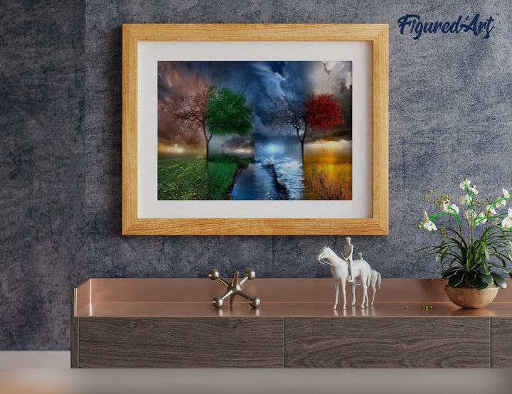 Malen nach Zahlen 40x50cm ohne Keilrahmen Figured’Art Die vier Jahreszeiten