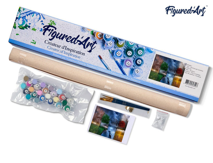 Malen nach Zahlen 40x50cm ohne Keilrahmen Figured’Art Die vier Jahreszeiten