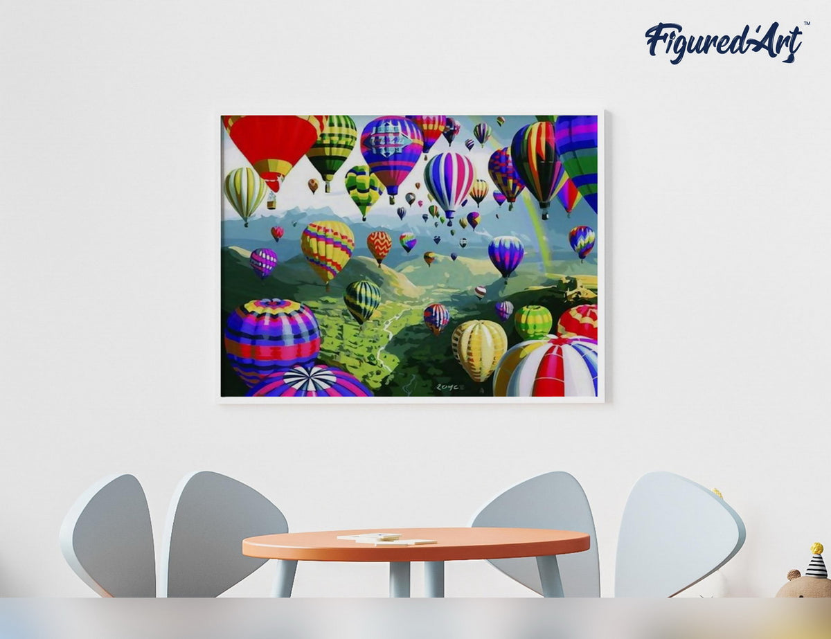 Malen nach Zahlen 40x50cm ohne Keilrahmen Figured’Art Heissluftballons - Kidis Art