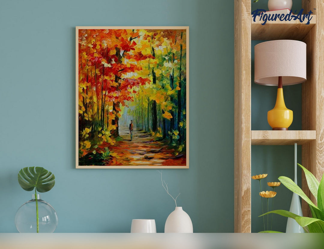 Malen nach Zahlen 40x50cm ohne Keilrahmen Figured’Art Einsamer spaziergang im Wald - Kidis Art