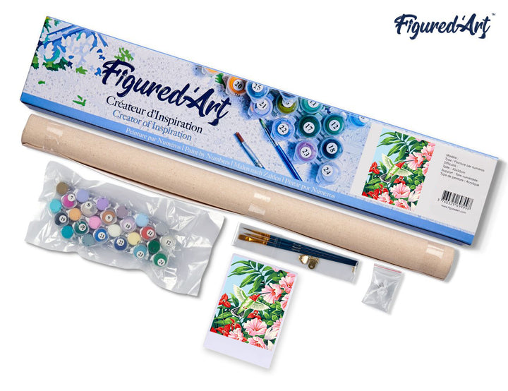 Malen nach Zahlen 40x50cm ohne Keilrahmen Figured’Art Kolibri in den Blumen