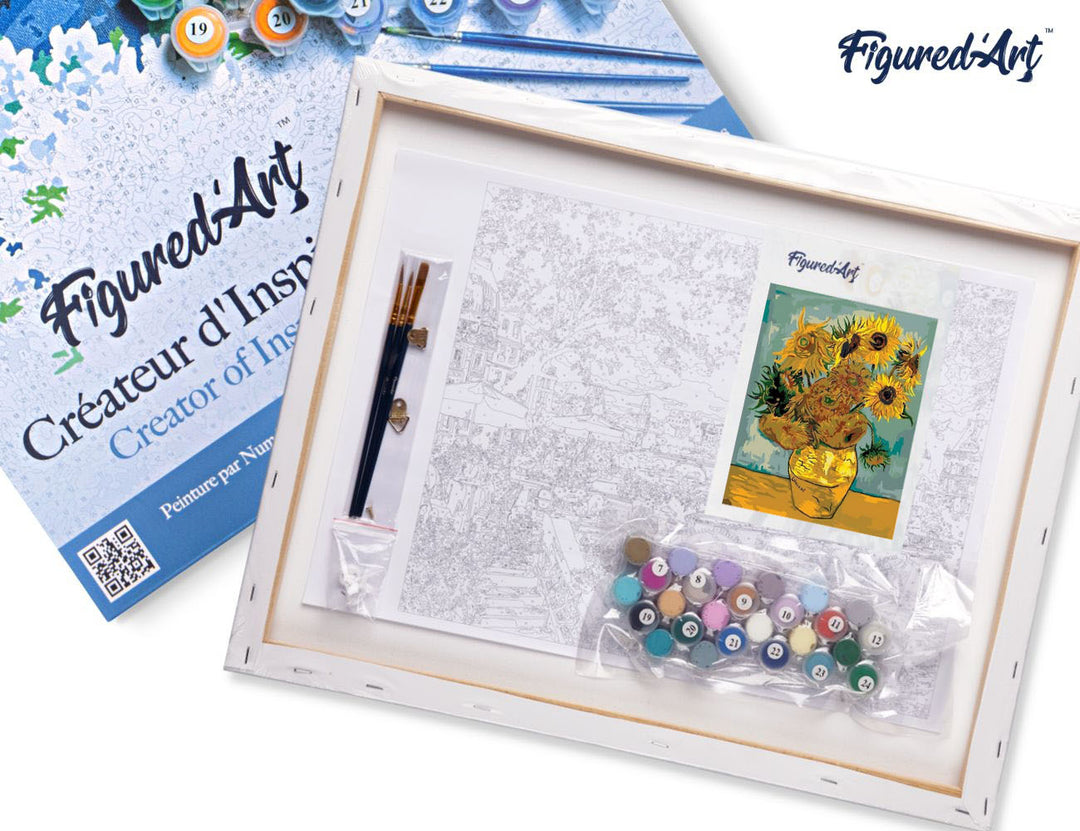 Malen nach Zahlen 40x50cm auf Keilrahmen gespannt Figured’Art Van Gogh - Sonnenblumen - Kidis Art