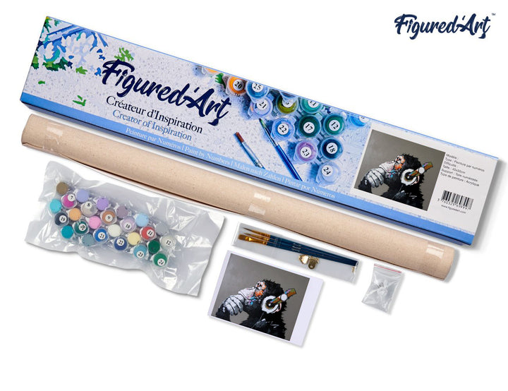 Malen nach Zahlen 40x50cm ohne Keilrahmen Figured’Art Affe mit Kopfhörer