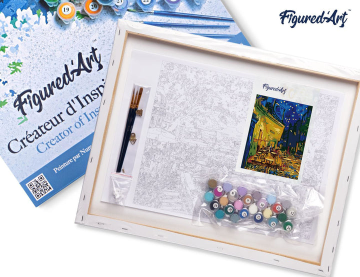 Malen nach Zahlen 40x50cm auf Keilrahmen gespannt Figured’Art Café – Van Gogh