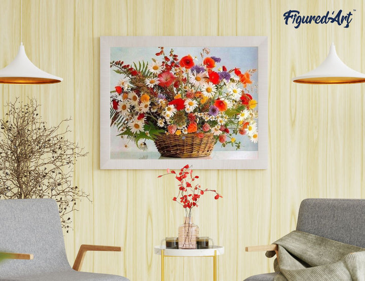 Malen nach Zahlen 40x50cm ohne Keilrahmen Figured’Art Farbiger Blumenstrauss