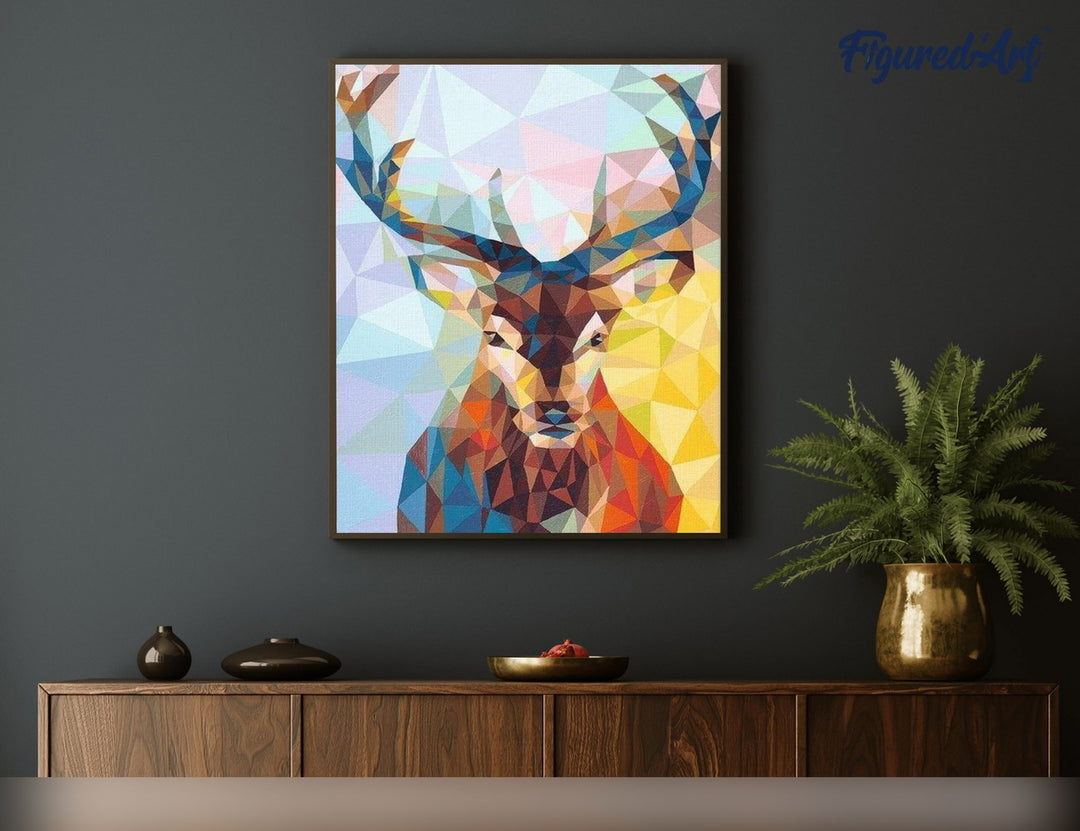 Malen nach Zahlen 40x50cm auf Keilrahmen gespannt Figured’Art Modernes Rentier
