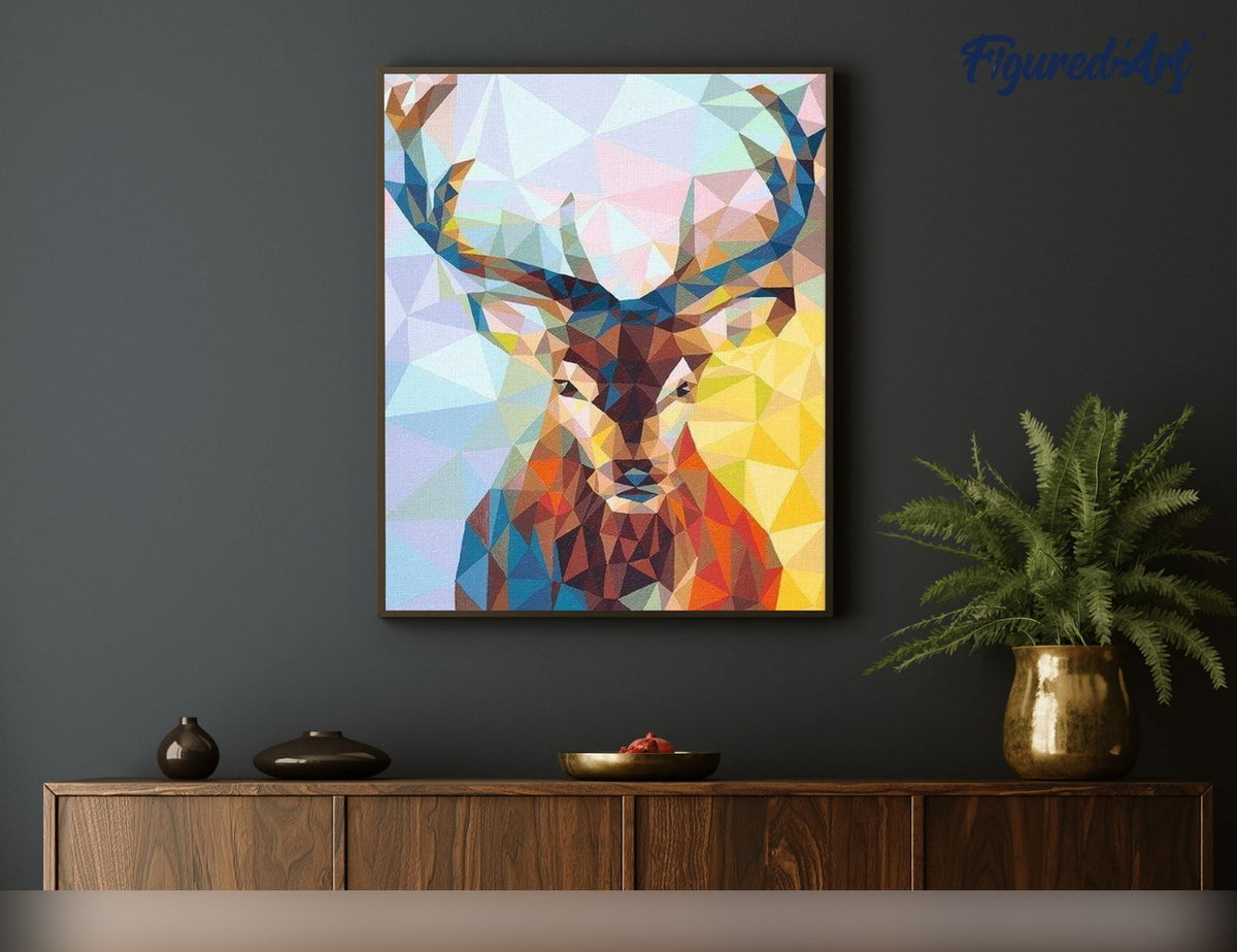 Malen nach Zahlen 40x50cm ohne Keilrahmen Figured’Art Modernes Rentier - Kidis Art