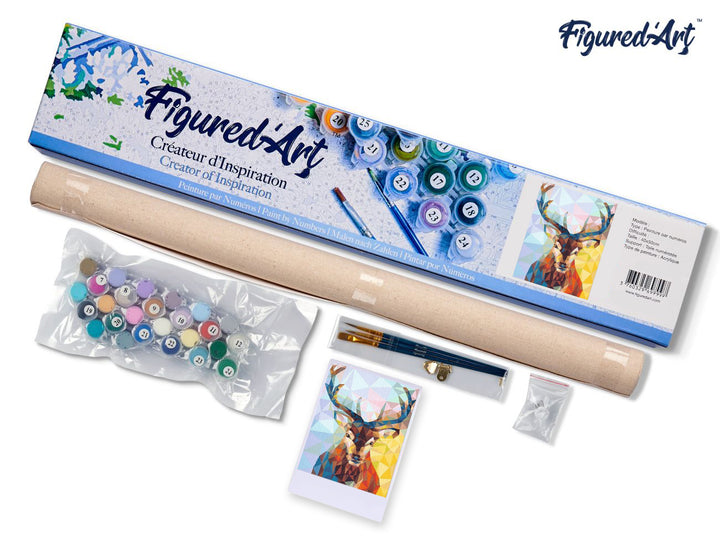 Malen nach Zahlen 40x50cm ohne Keilrahmen Figured’Art Modernes Rentier