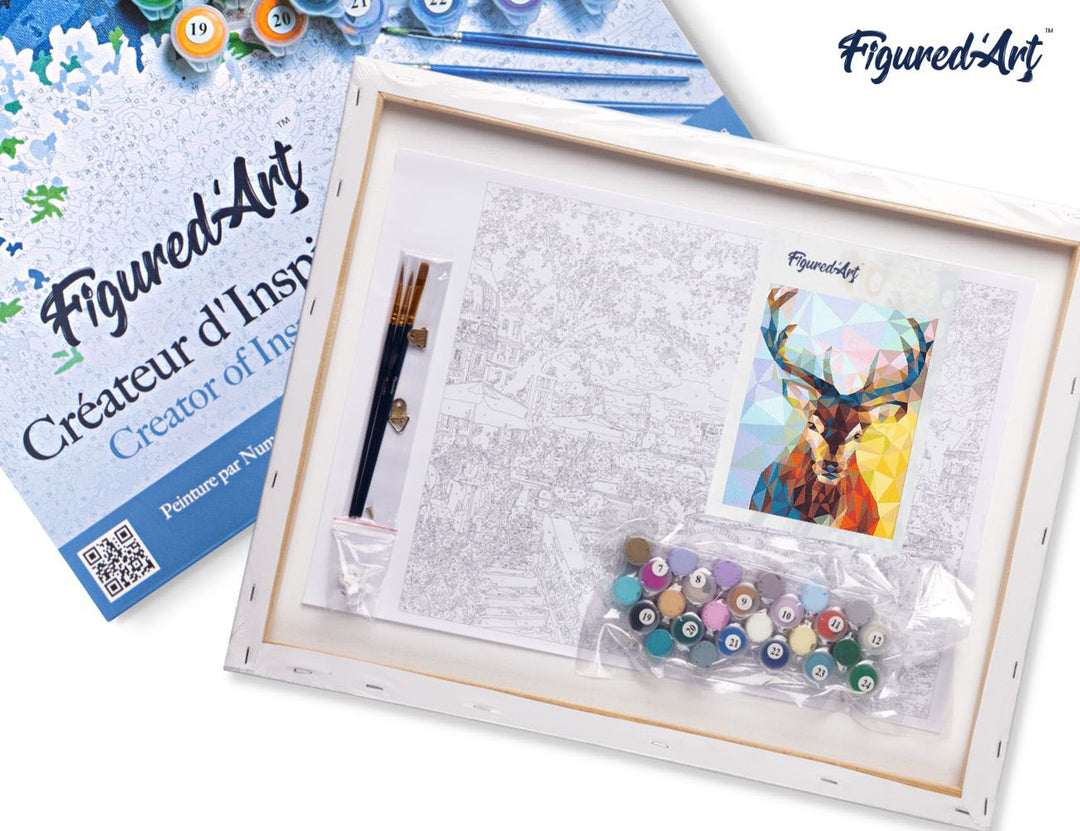 Figured'Art Malen nach Zahlen 40x50cm auf Keilrahmen gespannt Modernes Rentier * - Kidis Art