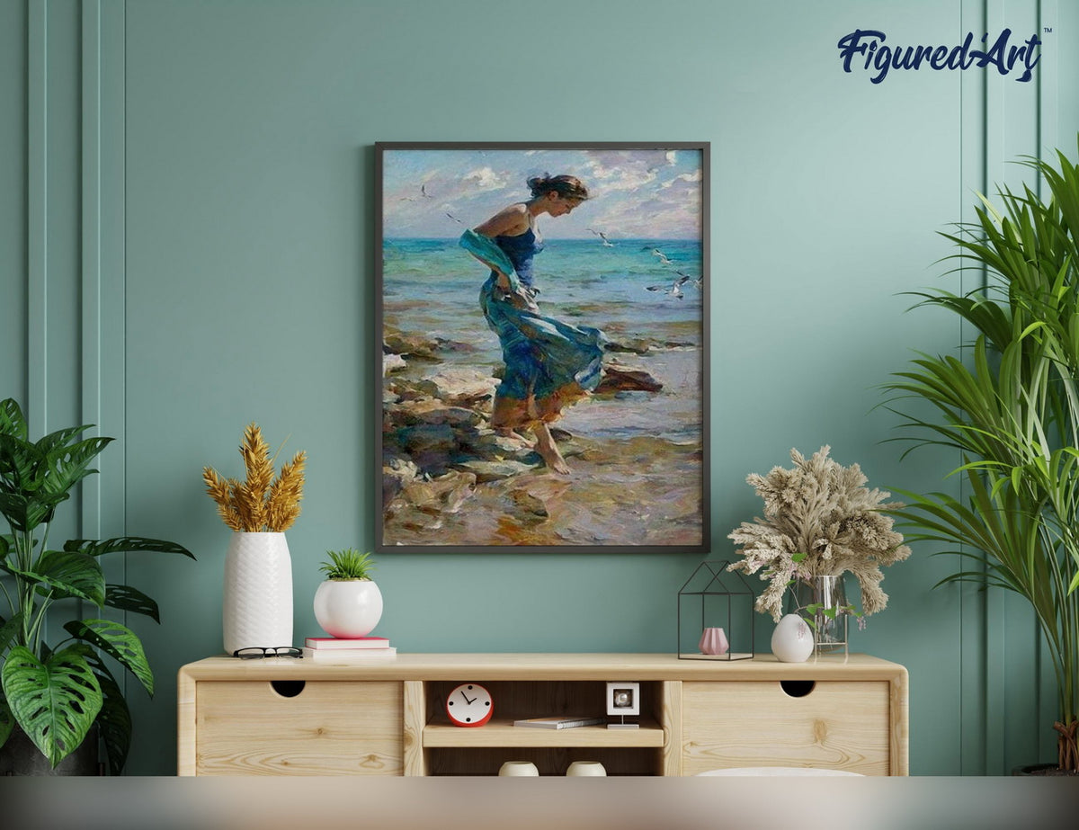 Malen nach Zahlen 40x50cm ohne Keilrahmen Figured’Art Schritt ins Wasser - Kidis Art