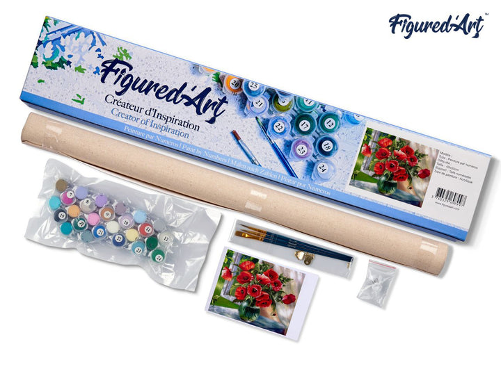 Malen nach Zahlen 40x50cm ohne Keilrahmen Figured’Art Roter Blumenstrauss