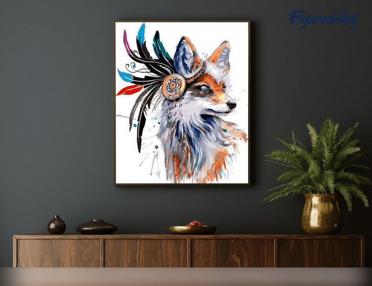Malen nach Zahlen 40x50cm ohne Keilrahmen Figured’Art Tribal Fox - Kidis Art