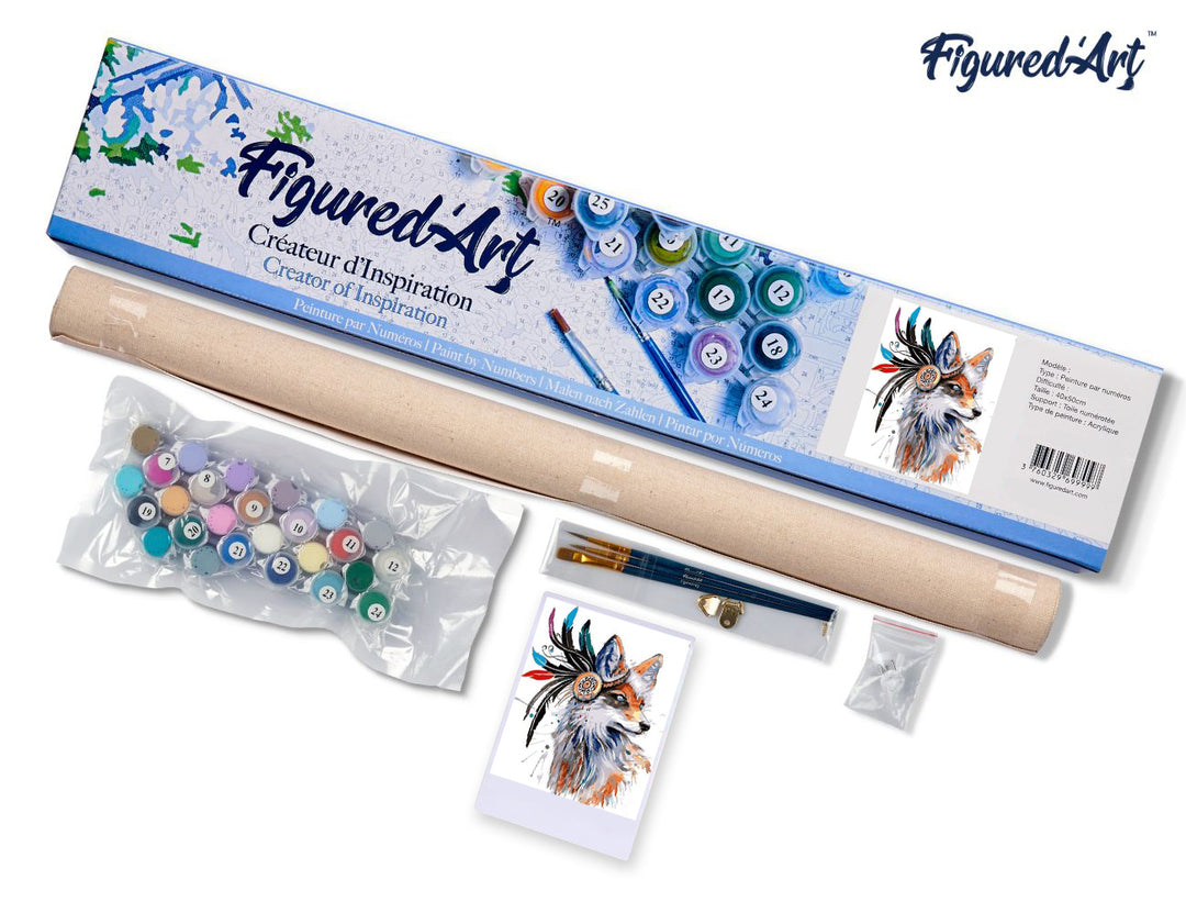 Malen nach Zahlen 40x50cm ohne Keilrahmen Figured’Art Tribal Fox