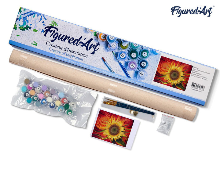 Malen nach Zahlen 40x50cm ohne Keilrahmen Figured’Art Künstlerische Sonnenblume