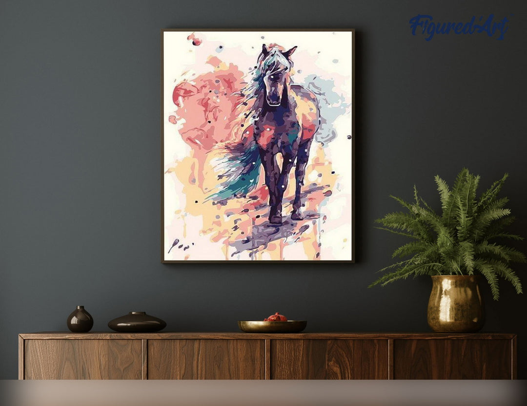 Malen nach Zahlen 40x50cm ohne Keilrahmen Figured’Art Gemaltes Pferd