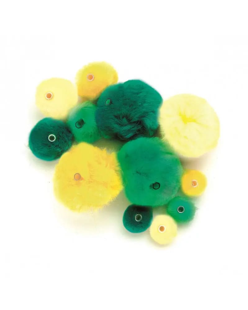 Acryl Pompons mit Öse ca 45 Stk. grün mix - Kidis Art