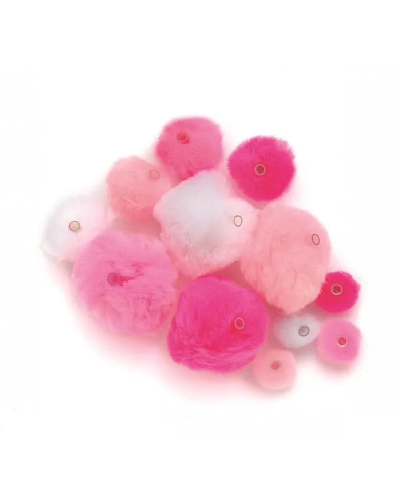 Acryl Pompons mit Öse ca 45 Stk. rosa mix - Kidis Art