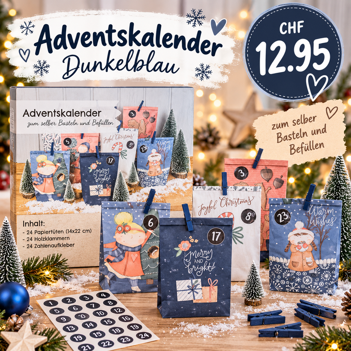 Adventskalender Dunkelblau