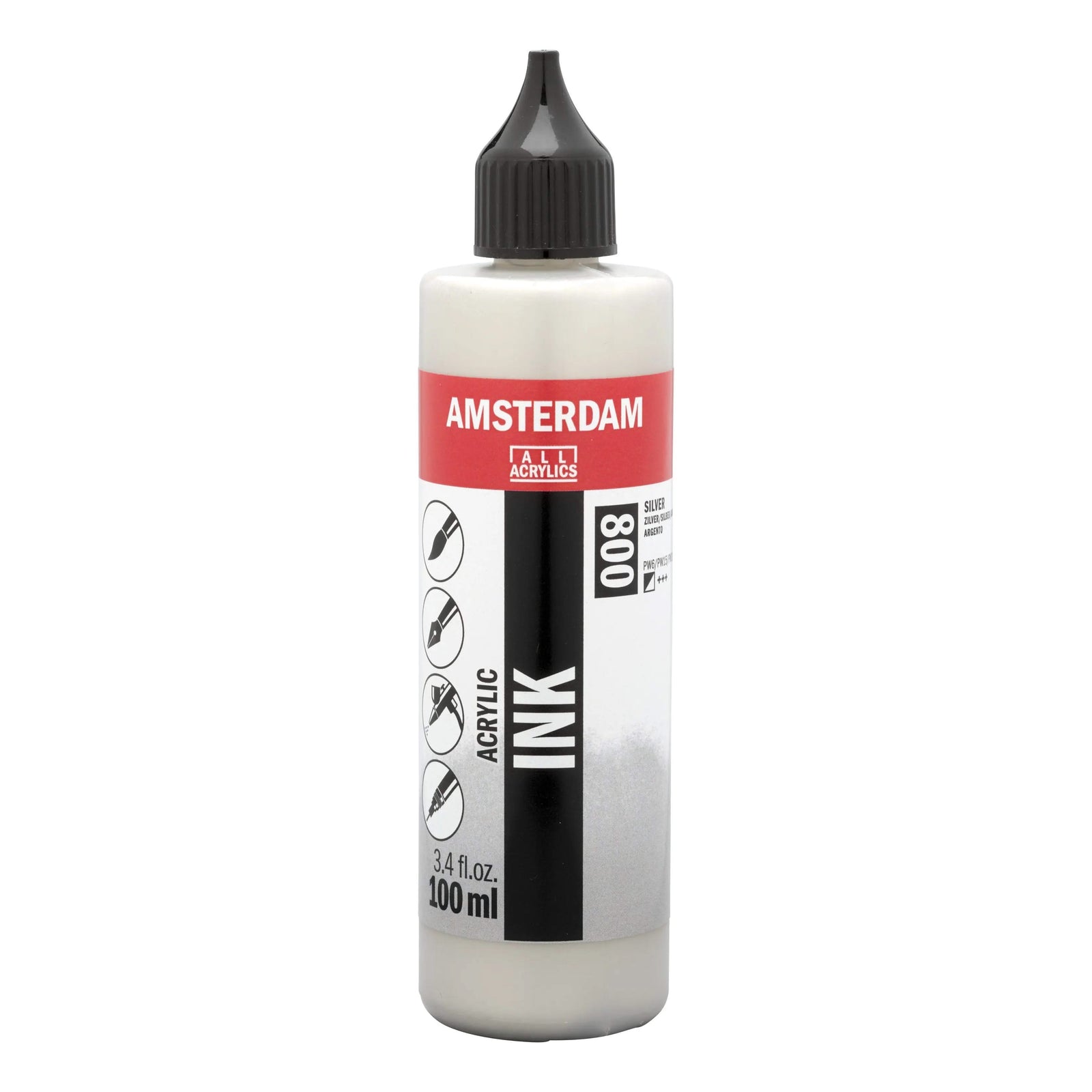 Amsterdam Acrylic Tinte Flasche 100 ml Silber 800 - Kidis Art