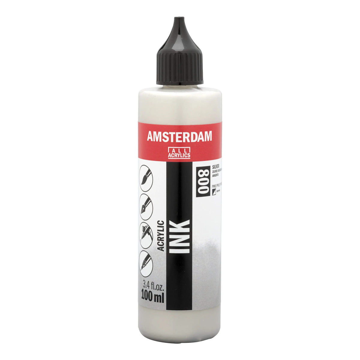 Amsterdam Acrylic Tinte Flasche 100 ml Silber 800 - Kidis Art