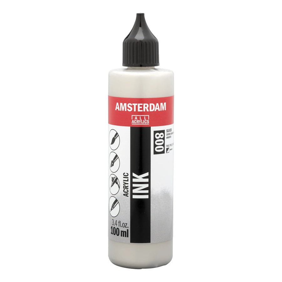 Amsterdam Acrylic Tinte Flasche 100 ml Silber 800
