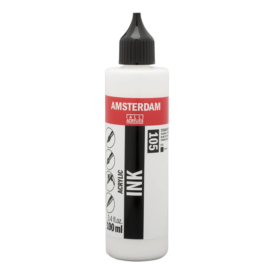Amsterdam Acrylic Tinte Flasche 100 ml Titanweiß 105